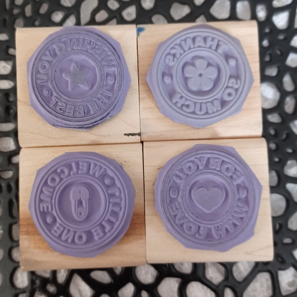 (4) 2006 STAMPIN' UP!  FROM "RIVETING" WOOD MOUNTED RUBBER STAMP SET RETIRED - Picture 4 of 4